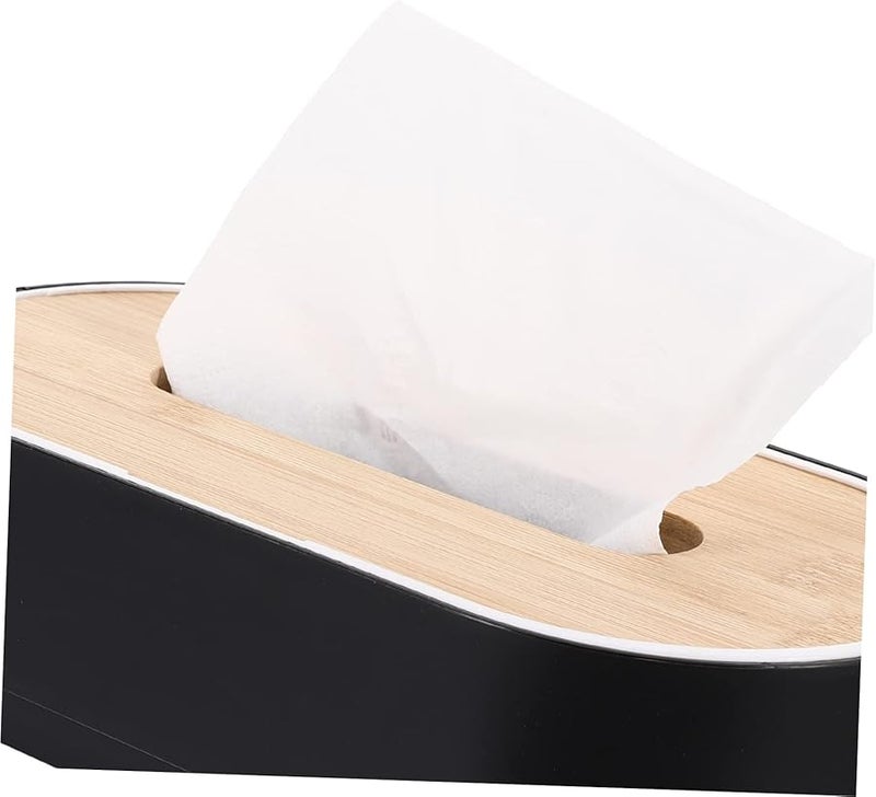 حامل صندوق المناديل الأسود تصميم ياباني بسيط لمنظم المناديل للمنزل والمكتب حاوية تخزين - Image 3